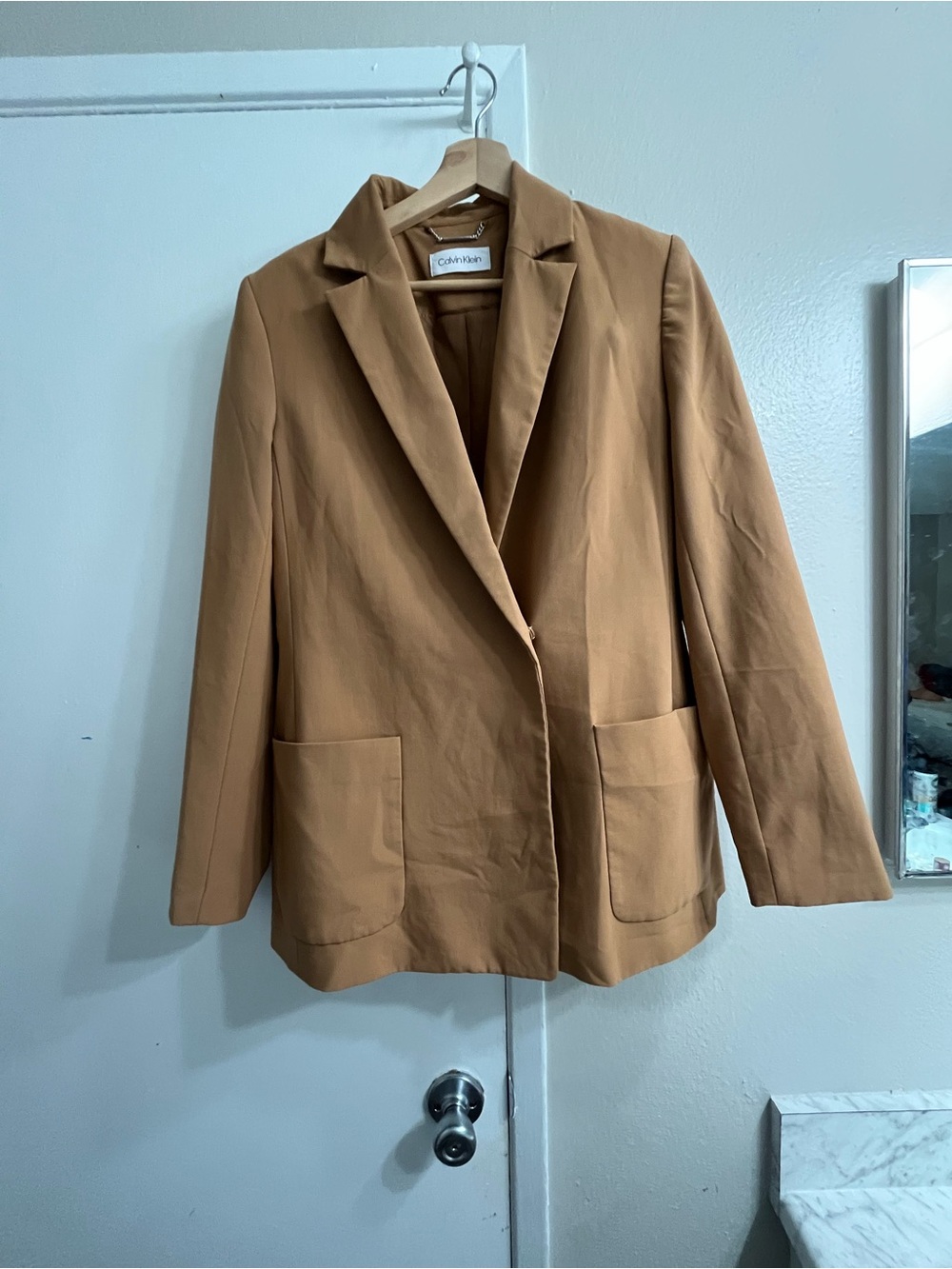 Calvin Klein Camel Single-Button Blazer Jacket